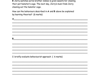 AQA A level PSYCHOLOGY: assessment Starters  Attachment/Approaches/ Biopsychology