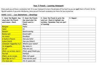 Acces Studio vocabulary learning / homework booklet - year 7 French