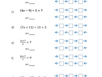Solving Fractional Equations with Function Machines Worksheet (Scaffolded with answers)
