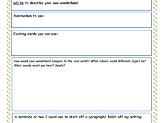 Alice in Wonderland writing project