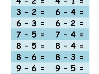 Subtraction Number Sentences to 10, 20 and 30 (colour coded)