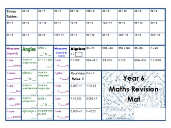 Maths Mat for Y6 SATs Revision