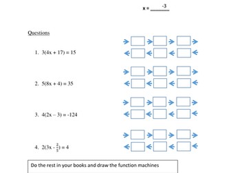 Solving Equation Single Bracket using Function Machines- negative and fraction solutions