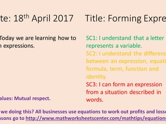 forming expressions mastery lesson