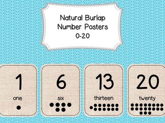 Display: Natural Burlap Number Posters 0-20