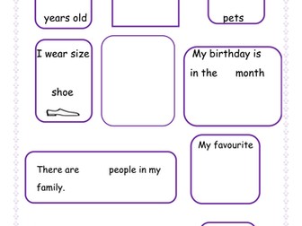 Maths About Me - Transition activity