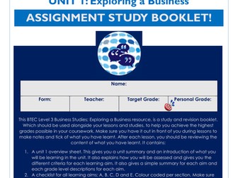 BTEC L3 Business Studies: Unit 1 - Exploring a Business Independent Study Booklet!