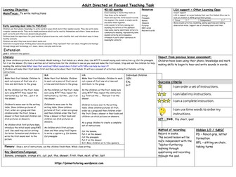 EYFS instruction writing