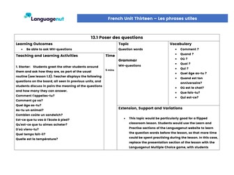 Languagenut Lesson Plans & Resources - French - Unit 13 - Useful Phrases