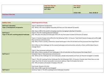 Pearson/Edexcel Geography 2 year plan