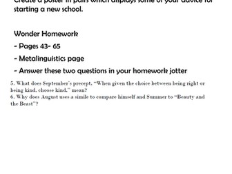 Wonder Reading Activities