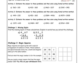 Addition and Subtraction worksheets