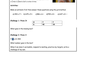 Y4 MULTIPLICATION WORKSHEETS