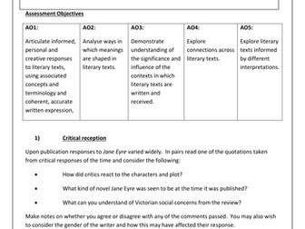 AQA English Literature Jane Eyre full term SOW