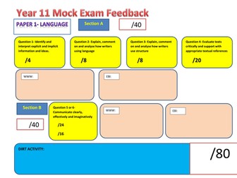 New AQA English Language Paper 1- Teacher feedback sheet
