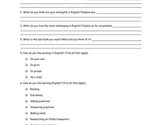 English Questionnaire: Where am I now?