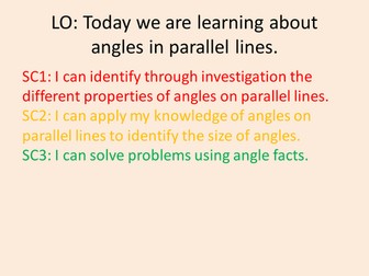 Angles in parallel lines lesson for top set year 7