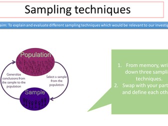 EDEXCEL A Level (2016) Independent Investigation - Sampling Techniques