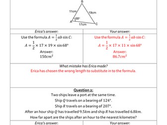 Erica's Errors On Trigonometric Ratios