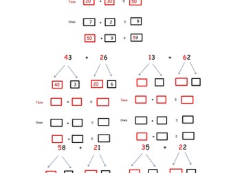 Addition of 2 digit numbers using partitioning: partitioning 2 and 3 ...