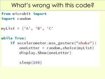 KS3 - MicroBit lesson 6/6, Feedback improvement & poster