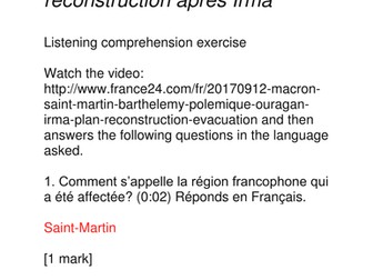 Listening comprehension exercise - Ouragan Irma