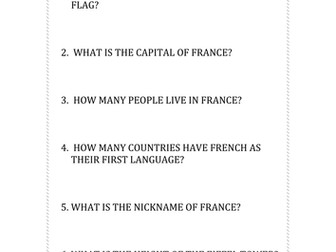 List of questions going with the quiz.