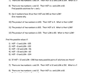 Gven HCF and LCM find...