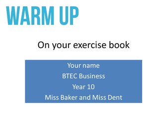 Level2 BTEC Unit 1 National Factors