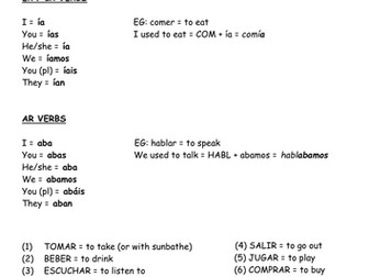 Spanish, Year 9 and GCSE - Imperfect Tense and Imperfect and Preterite Together. 5 Resources.