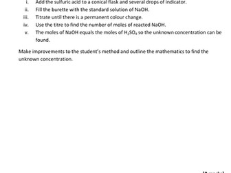 Extended Response Practical Exam Questions, AS Chemistry