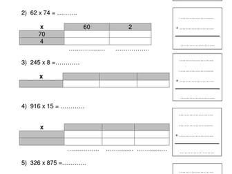 Multiplication - Grid Method - Starter
