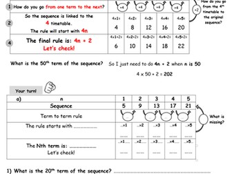 Finding the Nth Term worksheet