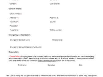 DofE Sign up Forms (Students and Staff)