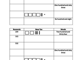 Represent numbers in numerals, base 10 and words