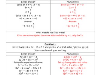 Erica's Errors On Functions and Graphs