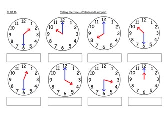 Telling the Time - O'clock / Half past - Year 1