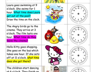 Time - word problems - Year 1