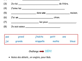 Expo 2 Vert - Year 8 French - Module 1 'Salut' Famille et Domicile. 5 resources for a full lesson.