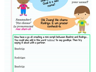 Portuguese- introductions worksheet