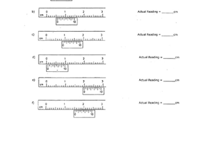 vernier micrometer reading worksheet