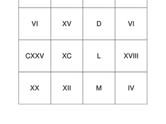 Roman Numerals Bingo Cards