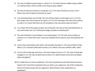 Ratio problem solving for 9-1 GCSE with answers