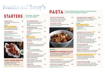 Frankie and Benny's Menu