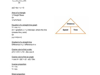 New GCSE Maths 9-1 - complete equation list