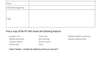 Australia - Geography worksheets and activities