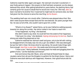 Historical Narrative Endings (Tudor: Henry VIII and Catherine of Aragon) Year 5 Text