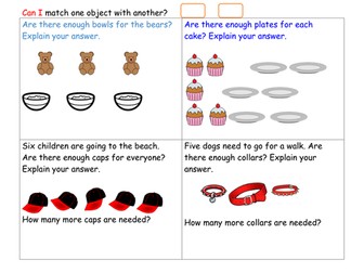Year 1 one to one correspondence White Rose...reasoning questions.