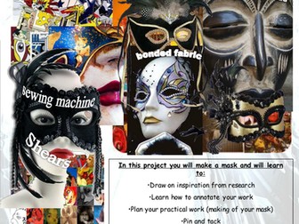 Year 7 Textiles project Masks