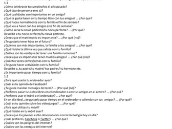 AQA GCSE Spanish Potential General Conversation questions